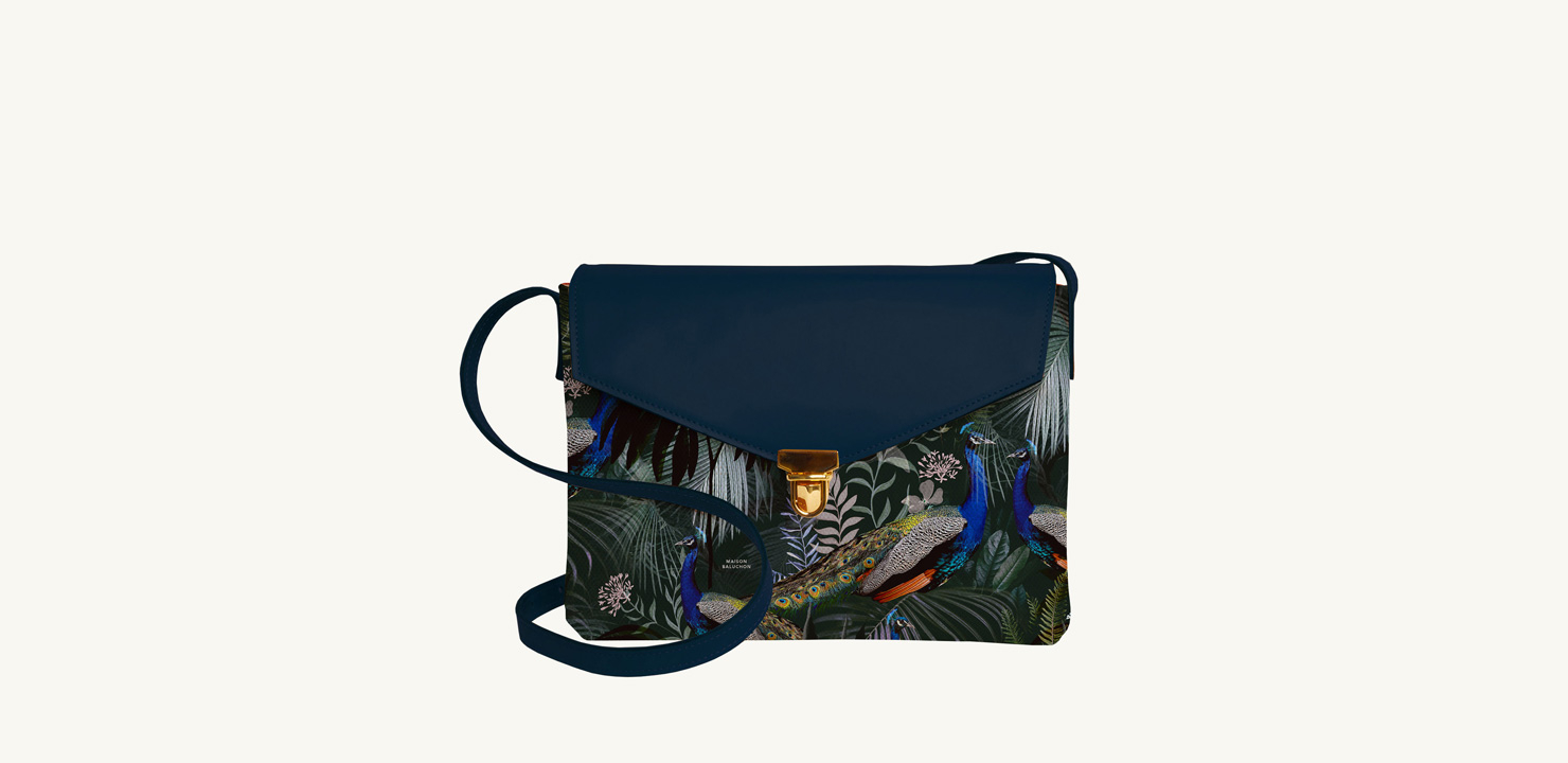 Maison Baluchon - Sac sacoche - Jungle N°17 cuir Marine foncé