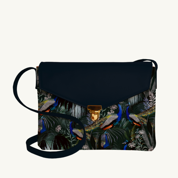 Maison Baluchon - Purse bag - Jungle N°17 with Dark Blue leather