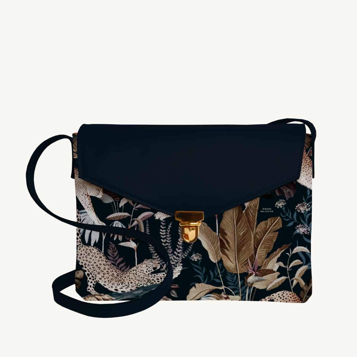Sac sacoche - Maison Baluchon - Jungle N°22 cuir Marine foncé