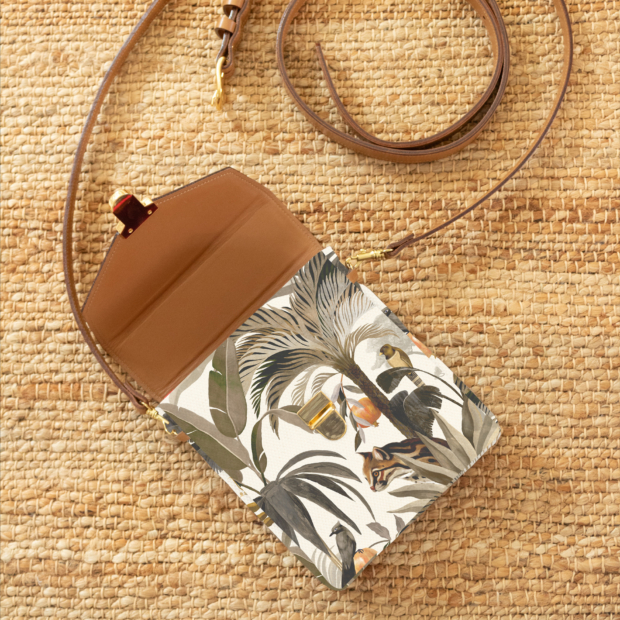 Maison Baluchon - Women's small shoulder bag with tropical print