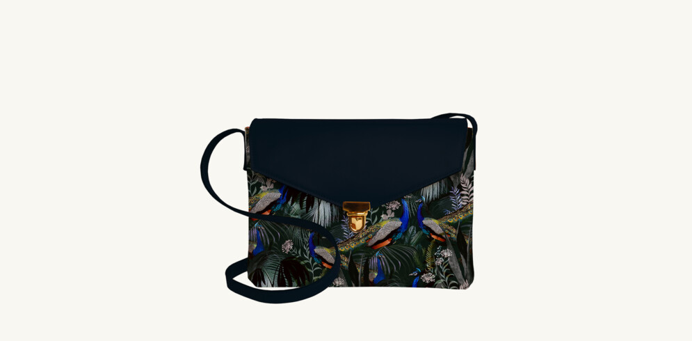 Satchel bag - Jungle N°17 motif dark blue leather - Maison Baluchon