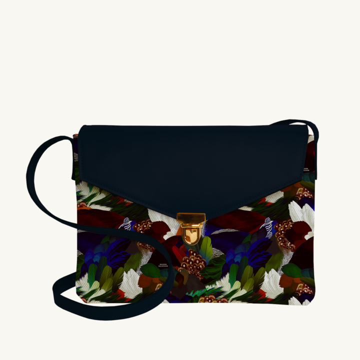 Sac sacoche - Maison Baluchon - Sauvage N°18 cuir Marine foncé