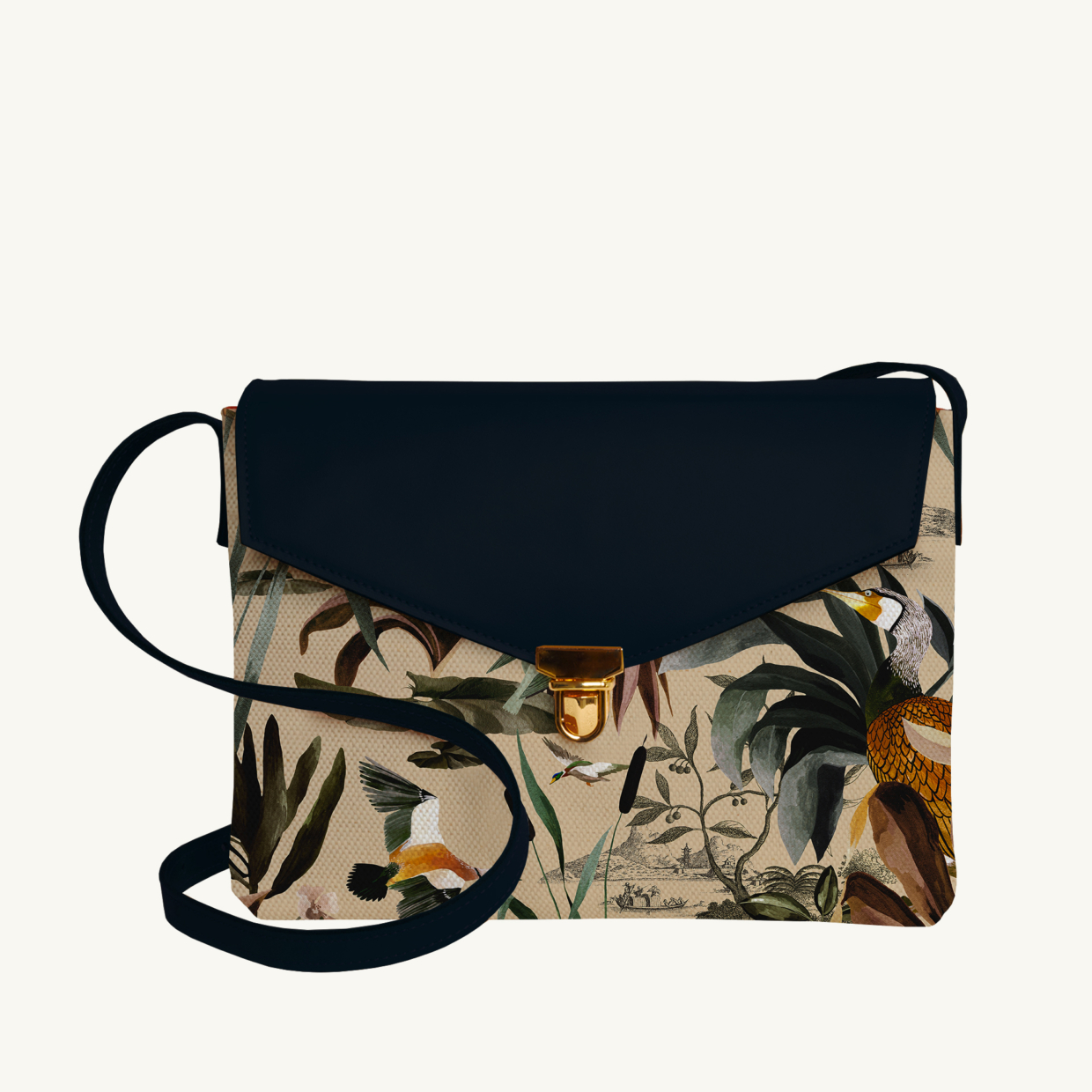 Purse Sauvage N°26 Ecru - Dark Blue leather