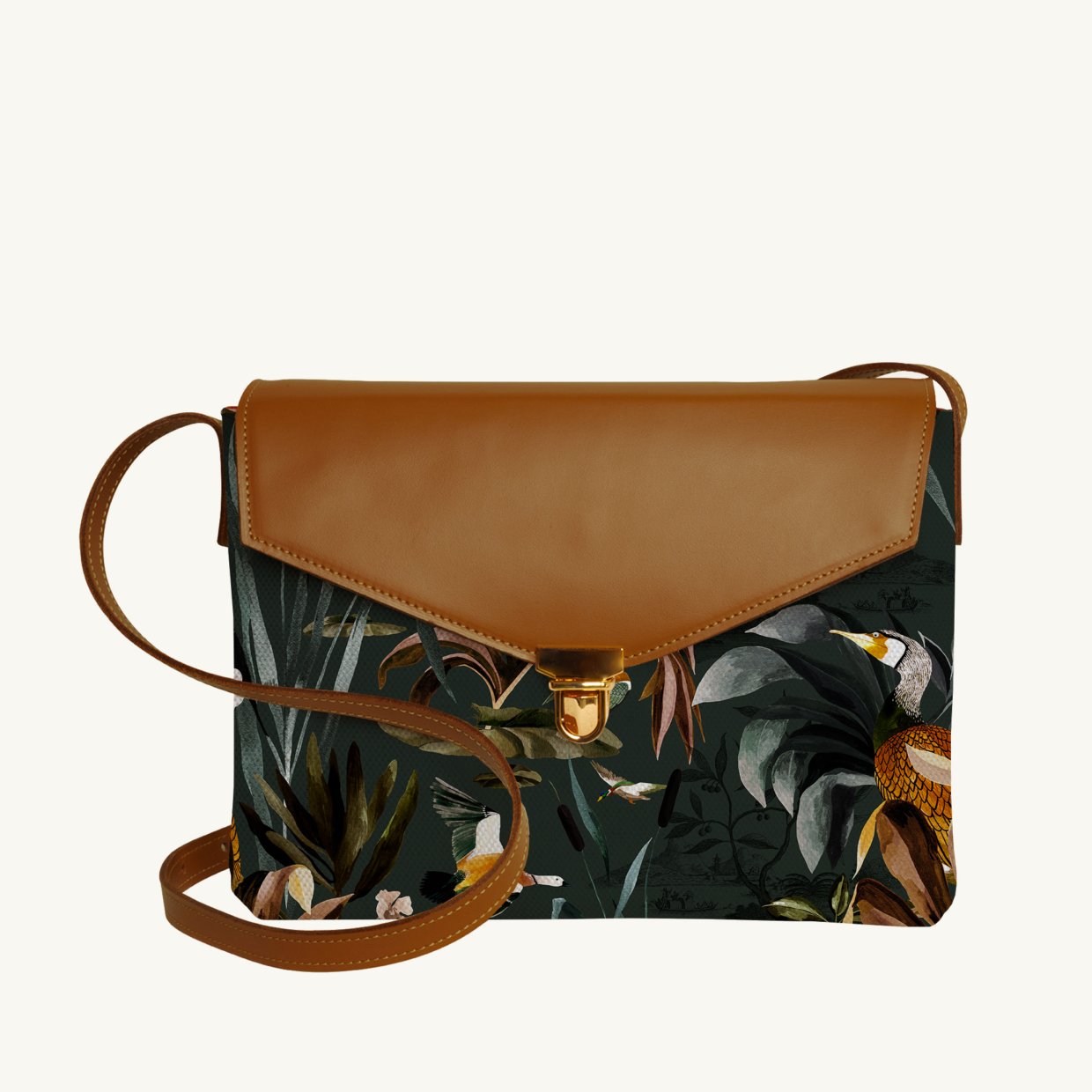 Purse Sauvage N°26 Green - Camel leather