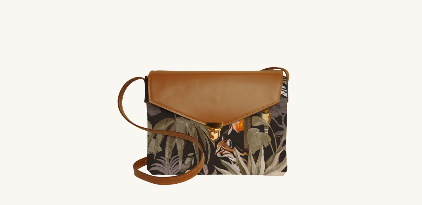 Maison Baluchon - Purse bag - Tropical N°17 Bronze & Camel leather