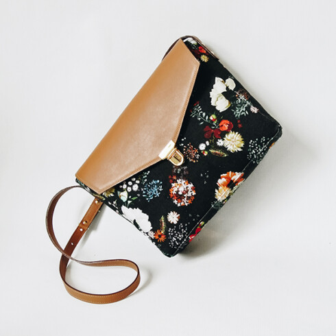 Universe - Handbag purse Floral N°02 - Camel leather